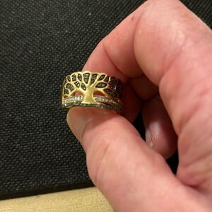 Gold and Black Tree Design Ring